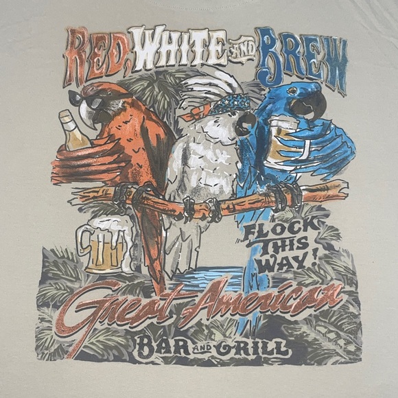Red White and Brew “Flock this Way” Great American Bar and Grill T-shirt - Picture 5 of 6